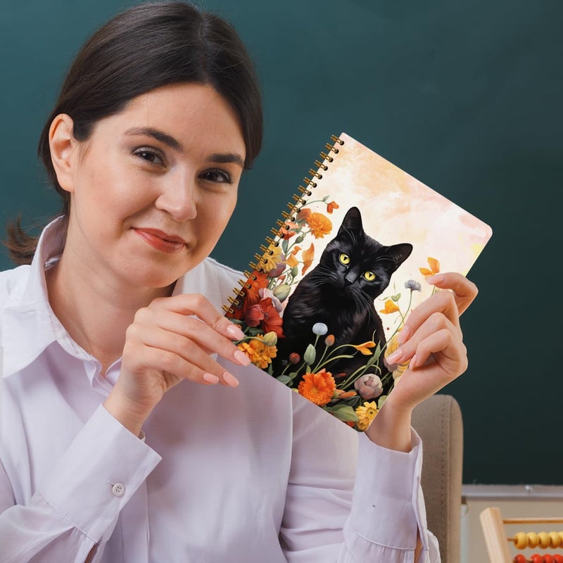 CQM 2 Packs Cat Spiral Notebook Aesthetic College Ruled Journaling Notebooks Cat Themed Gifts for Women Educator Coworker Friend Hardcover Notebook Journals for Writing Classroom Office Home Supplies - Image 5